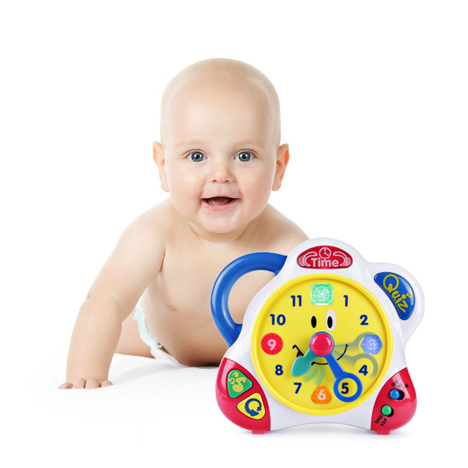 Happkid Teaching Clock Time Learning for Kids, Happy Hour Learning Toys with Quiz Mode and