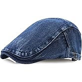 Taidor Mens Denim Cotton Newsboy Cap Ivy Gatsby Driving Hunting Cabbie Hat