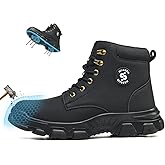 Steel Toe Shoes for Men,Slip Resistant Steel Toe Safety Shoes Comfortable Mens Safety Work Boots Puncture Proof Indestructible Construction Shoes