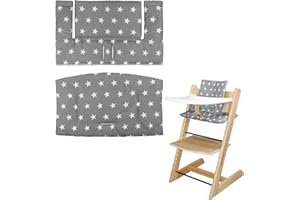 LLHQAMT For Tripp Trapp High Chair Cushion, Soft And Comfortable For Tripp Trapp High Chair Cushion, For Tripp Trapp Cushion Set Makes It Safer And More Comfortable For Baby To Sit On (Grey Star Pattern)