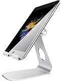 Adjustable Tablet Stand, Lamicall iPad Stand : Desktop Stand Holder Dock for Nintendo Switch, iPad Air 2 3 4 Pro mini, kindle, Nexus, Accessories, Samsung Tab and Other Tablets (4-10 inch) - Silver