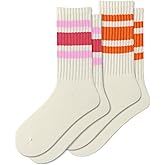 Fszsaa Fun Novelty Retro Striped Crew Socks For Women Sporty Calf Casual Cotton Tube Socks Women
