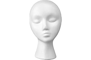 Styrofoam Female Wig Head Mannequins Manikin, Style, Model & Display Women's Wigs, Hats & Hairpieces Stand - by Adolfo Designs (12 Inches)