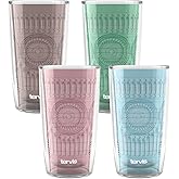 Tervis Romantic Embossed Hobnail Collection Made in USA Double Walled Insulated Tumbler Travel Cup Keeps Drinks Cold & Hot, 16oz 4pk, Assorted
