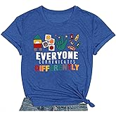 COMIZI Womens Autism Awareness Shirt Autism Acceptance Tshirt Mental Health Special Education Tee Tops