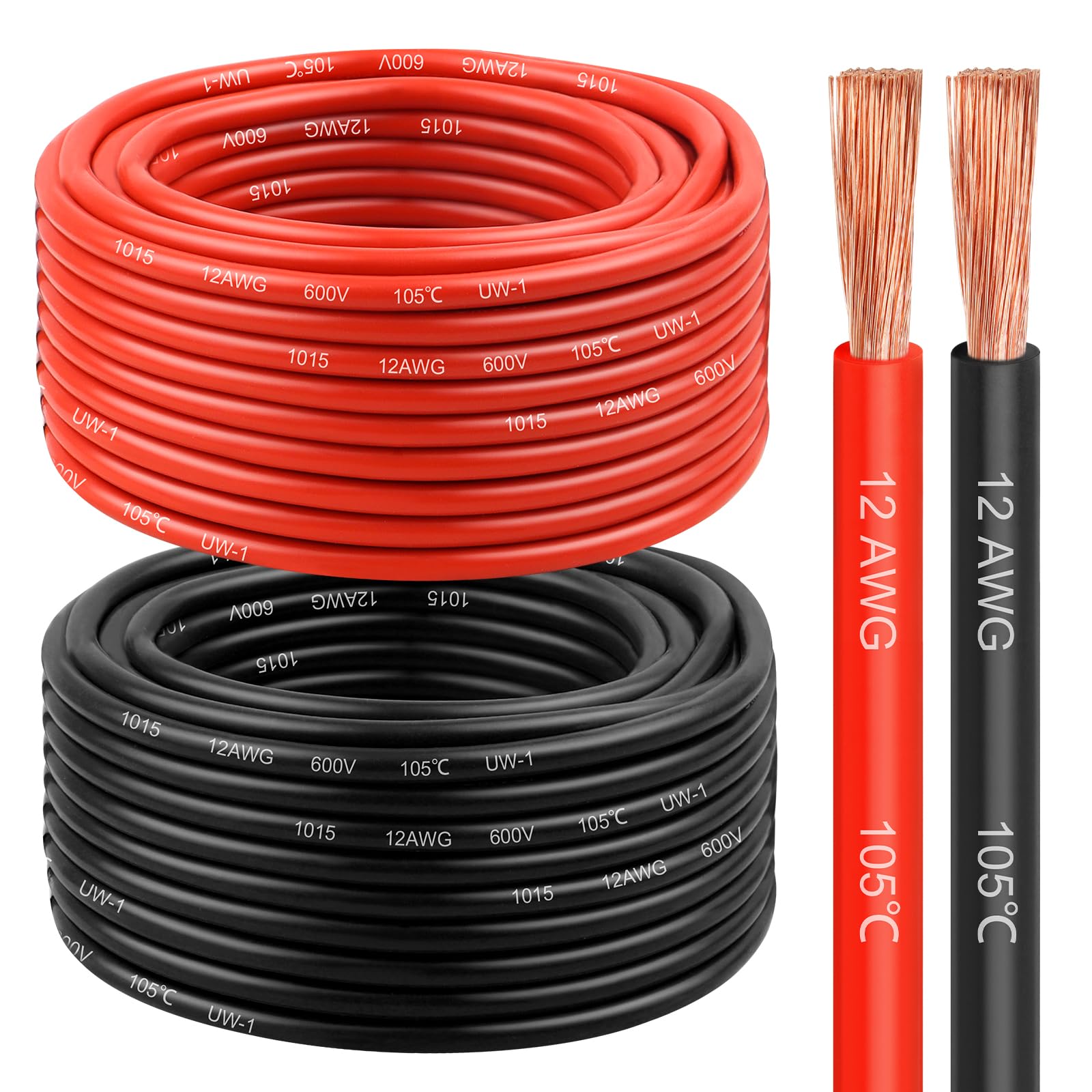 Photo 1 of 12 Gauge Wire 50 Feet, 12 AWG Pure Copper Wire, 12AWG Red and Black Oxygen Free Stranded Low Voltage Wire for Solar Panel, Automotive, Audio Auto, LED Lighting, Generator(12 AWG 50FT)