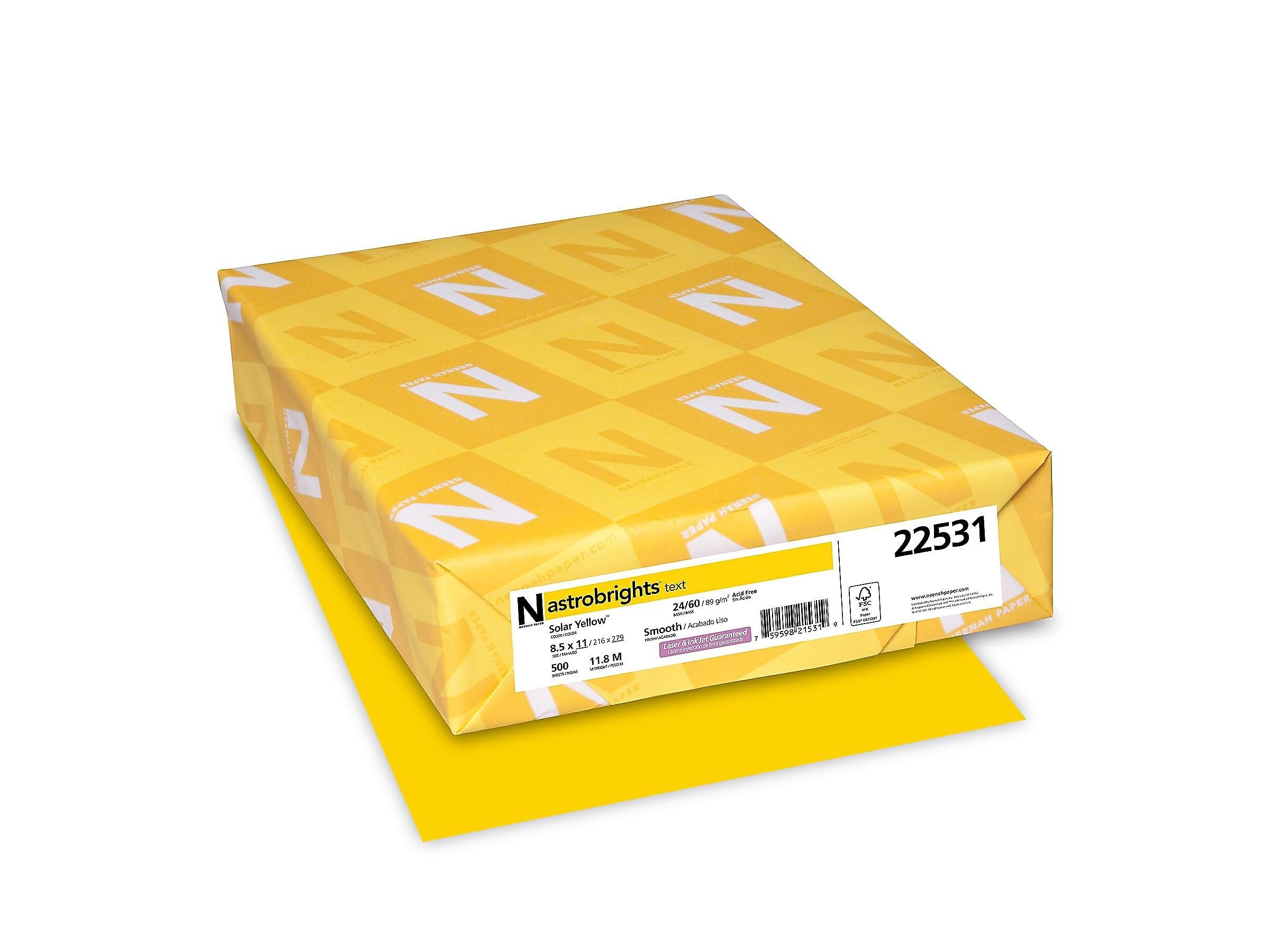 Photo 1 of Neenah Paper 22531 Color Paper, 24lb, 8 1/2 x 11, Solar Yellow, 500 Sheets