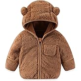 AiWMGL Baby Infant Boys Girls Winter Coat with Fold-Over Mittens Fleece Outwear Jacket Warm Clothes Bear Hooded