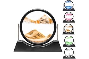 LIANGDING Lianding Moving Sand Art Liquid Motion,3D Flow Sand Painting Quicksand Decor,Stress Relief Moving Sand Art Picture with Round Glass for Office Home Decoration