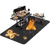 96 ×72 inches Under Grill Mats for Outdoor Grill/ Double-Sided Indoor Fireplace Mat Fire Pit Mat Fireproof Waterproof Oil-Proof, BBQ Mat Grill Pads Grilling Mat Protector for Deck Patio Gas Grills
