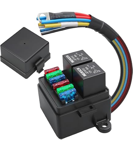 MICTUNING 6 Way Relay Fuse Box – 12V, Pre-Wired, Universal For Automotive/ Marine/RV