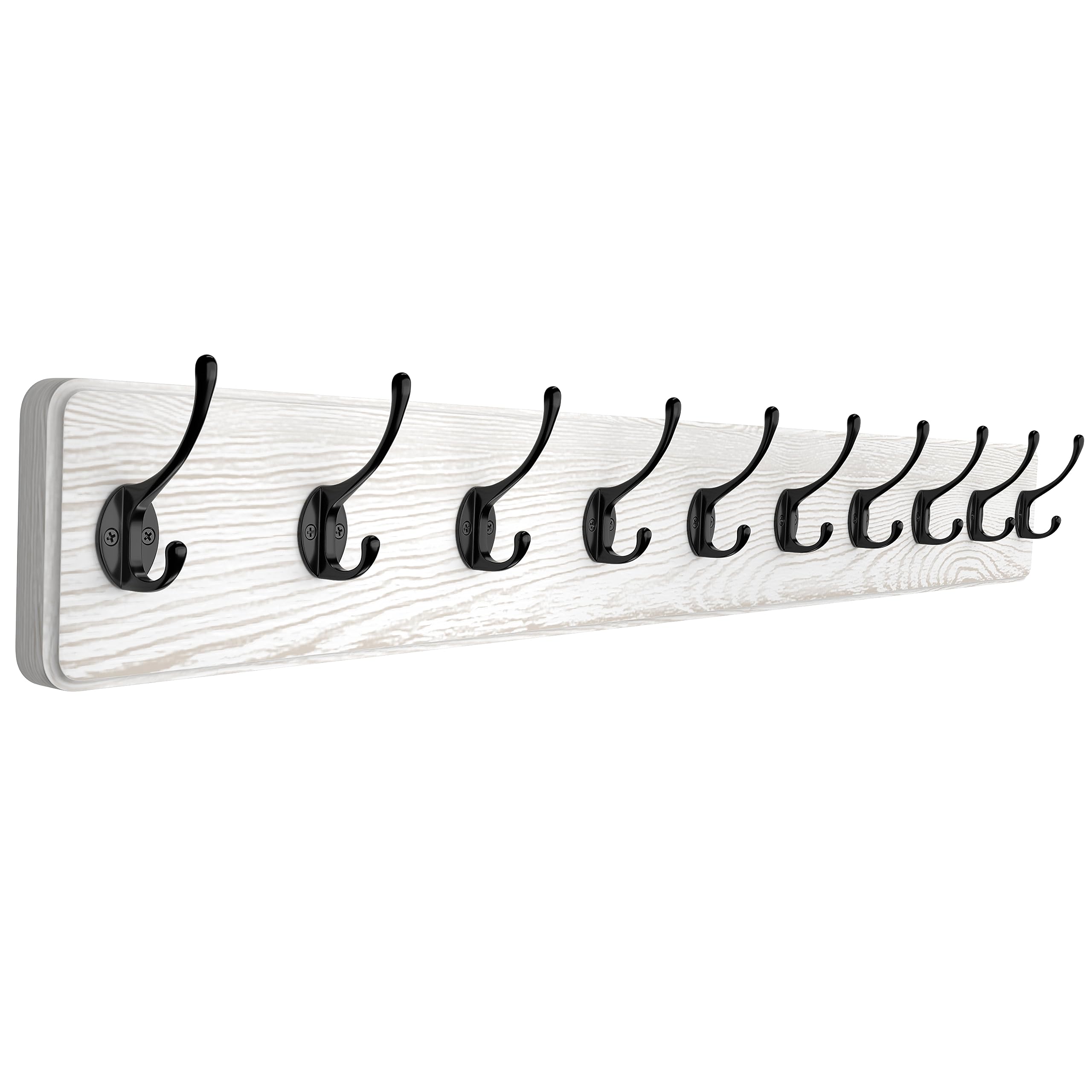 Photo 1 of Rustic Coat Rack Wall Mount – 38.6 Inch Long Wall Mounted Coat Rack with 10 Hooks – Solid Pine Wood, Distressed Finish – Entryway Wall Hook Rack for Coats, Hats, Bags, Keys, Jackets