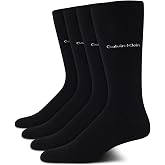 Calvin Klein Mens 4 Pack Soft Cotton Blend Dress Crew Work Socks | Soft Breathable Combed Yarn With a Stay Up Cuff and Smooth Toe Seam, Polished All Day Comfort for the Office and Formal Wear