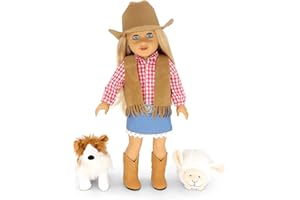 Playtime by Eimmie 18 Inch Doll Clothes - Cowgirl Clothes, Shoes, Hat & Pet for Doll Accessories - Outfits Fit American, Generation & Similar 18” Girls Dolls - Clothing Outfit Sets & Stuff for My Doll
