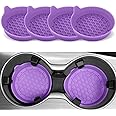 SINGARO Car Cup Holder Coaster, Silicone Cup Holder Insert, Universal Non-Slip Cup Holders, Car Accessories Interior for Women and Man 4 Pack Light Purple