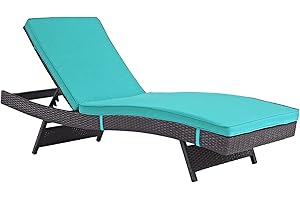 Modway Convene Wicker Rattan Outdoor Patio Chaise Lounge Chair in Espresso Turquoise