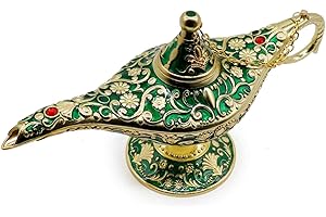 AVESON Classic Vintage Collectable Rare Legend Aladdin Magic Genie Costume Lamp Home Table Decoration & Gift, Golden Green