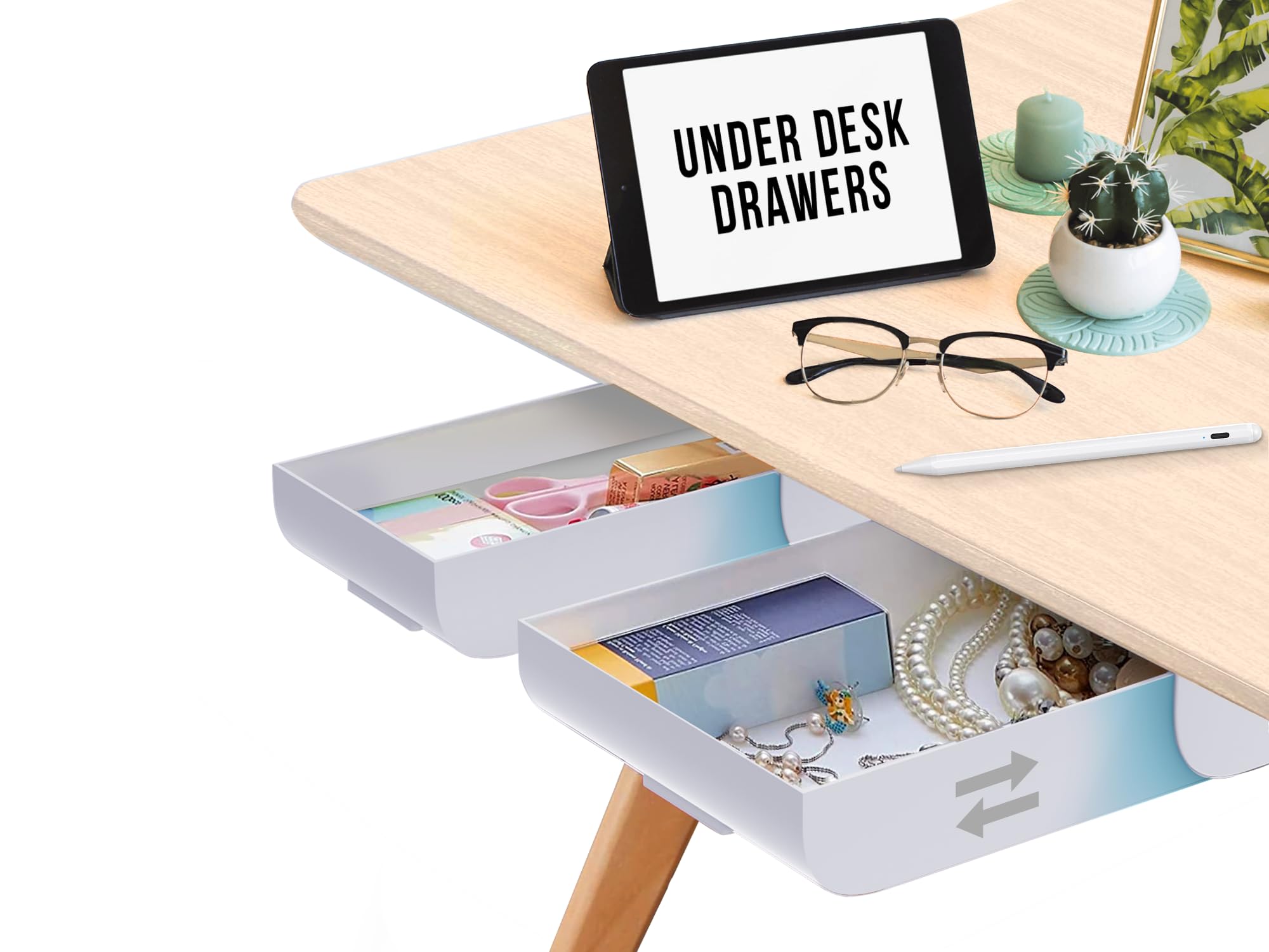 Photo 1 of ********************Missing screws**************
Desk Oasis 2 Pack Under Desk Drawer Organizer, Slide Out Storage for Pens, Cables & Office Accessories with Self Adhesive, No Drill Installation, Hidden Desk Storage for Office and Home