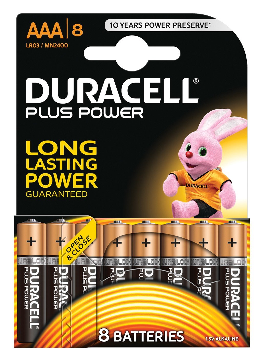 Duracell Plus Power Alkaline 1.5 V Batteries – Alkaline, Cylindrical, AAA, Black, Gold, Blister)