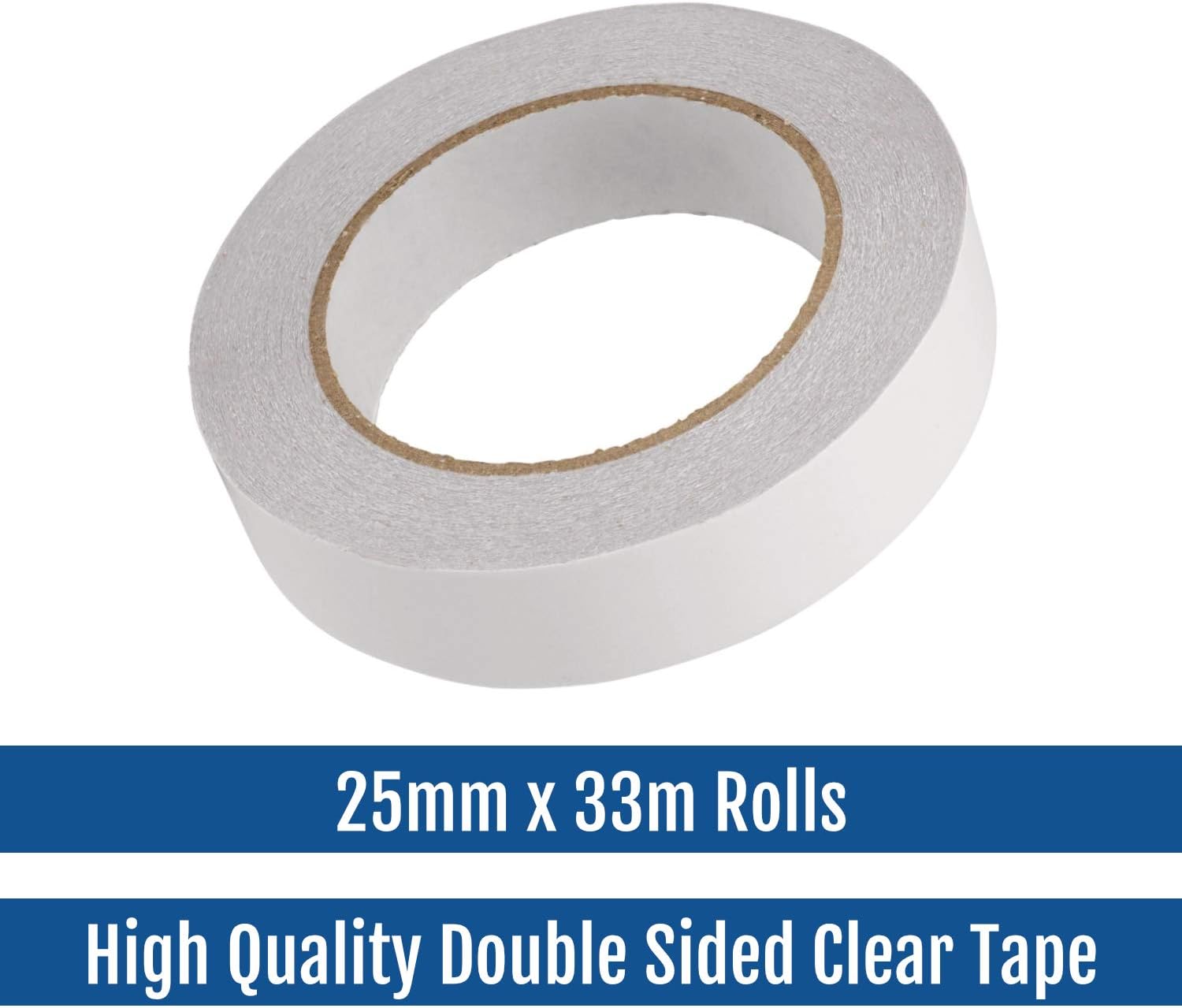 Essential Arts 6 Rolls Double Side Tape 25mm x 33m (1 inch) - Strong Clear Adhesive Tape - Image 3