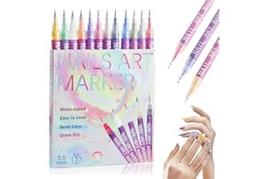 DZCKTFYGRT 12 Colors Nail Art Pens Set, 3D Quick-Dry 0.5MM Nail Polish Pens, 2025 DIY Nail Art Marker Graffiti Dotting Pen for Nails Art Design Manicure Nail DIY Decoration (B)