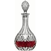 Whiskey Decanter with Glass Stopper,27 oz Diamond Engraved Wine Bottle | Lead-Free Crystal Glass Leak-proof Liquor Decanter For Alcohol,Wine,Scotch,Brandy or Bourbon