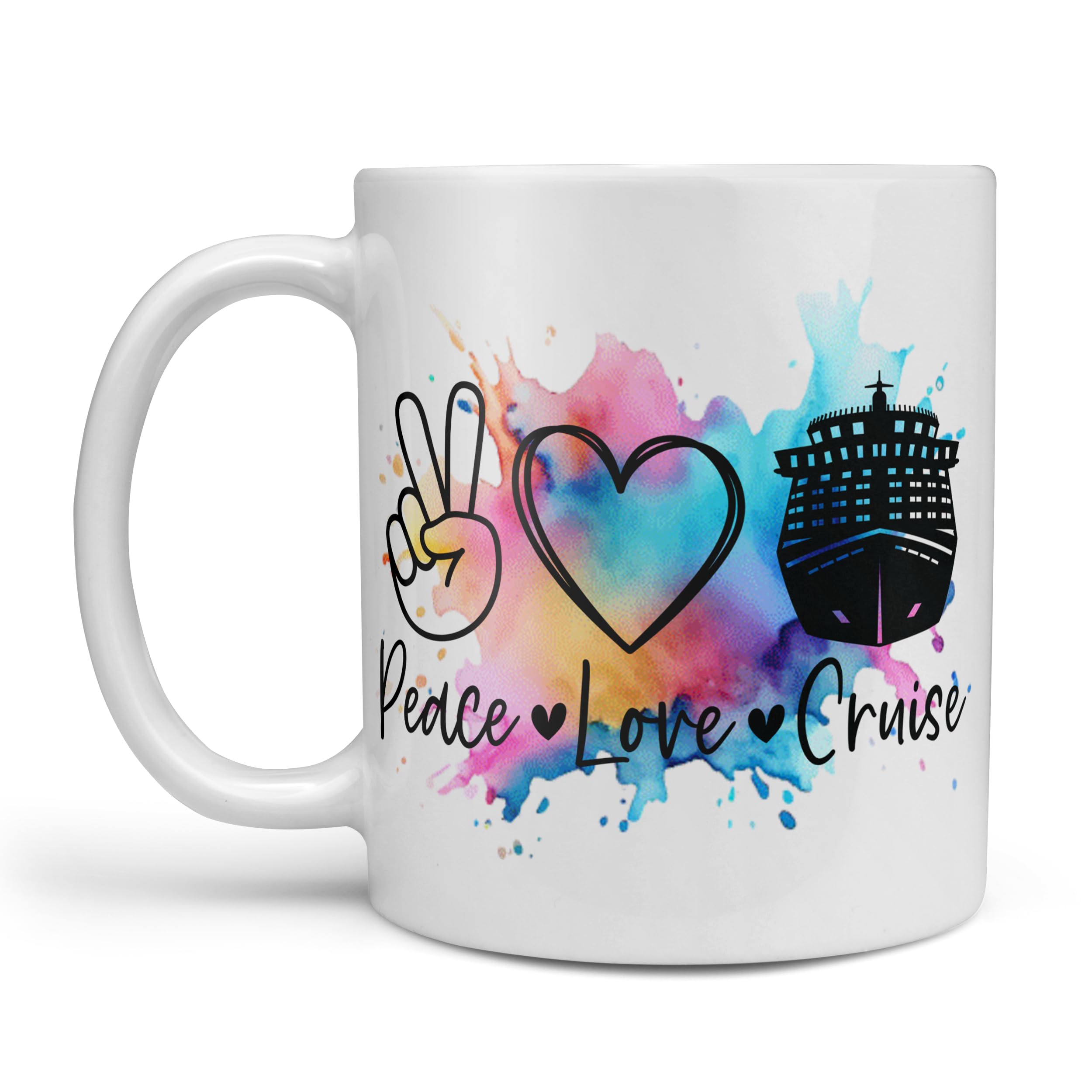 Cruise Gift Coffee Mug - Peace Love Cruise watercolour splash cruise keepsake A Perfect Cruise Gift