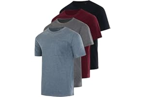 Real Essentials 4 Pack: Men's Cotton Performance Short Sleeve Crew Neck Pocket T-Shirt Athletic Top (Available in Big & Tall)