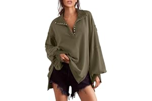 BWQ Sweatshirt for Women Fall Clothing for Women 2024 Trendy Henley Pullover Button Sweatshirts Tunic Tops S-2xl