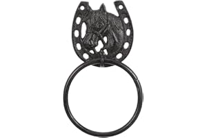 TEHAUX Rustic Iron Wall Mounted Horseshoe Towel Holder Ring for Kitchen and Garage with Sturdy Vintage