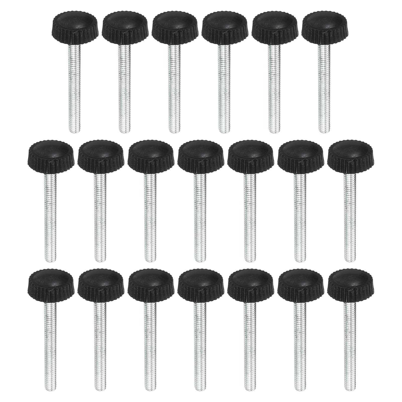 PATIKIL M4x35mm Knurled Thumb Screws, 20 Pack Male Thread Round Clamping Screws Knobs Hand Grip Bolts Mounting Fasteners for Lighting Furniture Hardware Black