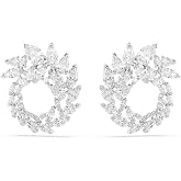 Swarovski Mesmera hoop earrings, Marquise cut, White, Rhodium plated