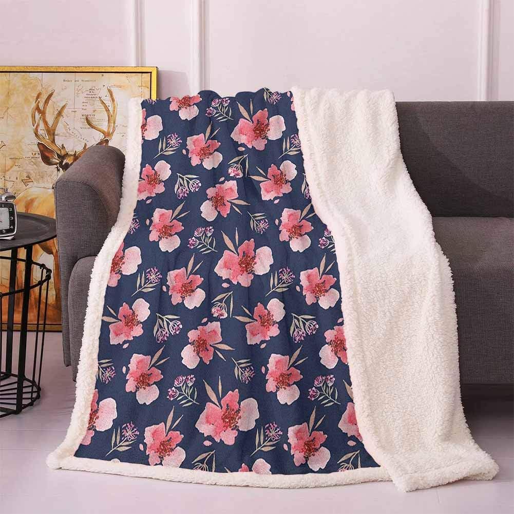 Zara Henry Watercolor Fluffy Blanket, Hand Drawn Style Blue Butterfly Nature Inspired Art Brush Strokes in Soft Colors Fluffy Blanket Blue White
