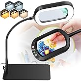 IVMAIE 10X Magnifying Glass with Light and Stand LED Magnifier with Light Hands Free Lighted Magnifying Desk Lamp Dimmable for Close Work Craft Read Cross Stitch Sewing Repair Hobby Rectangular