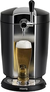H.Koenig Bierzapfanlage BW1778 - kompatibel mit allen 5L Universal-Edelstahl-Druckfässern - integrierte Kühlung - 65 W - Rutschfeste Füße