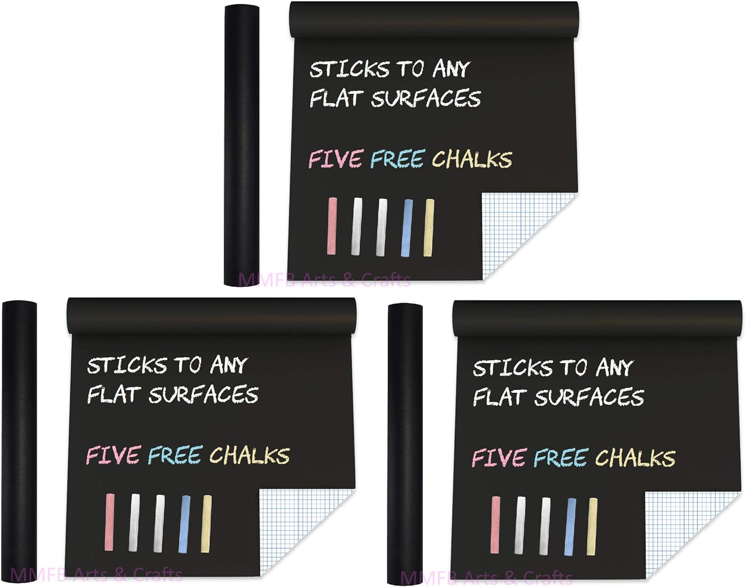 Extra Large Green Chalkboard Vinyl Adhesive Paper Wall Decal Poster (6.5 FEET) Greenboard Roll Adhesive Board Paint Alternative w/ 5 Color Chalks - Peel & Stick DIY Wallpaper Sizes 17.8" X 78.7" : Office Products