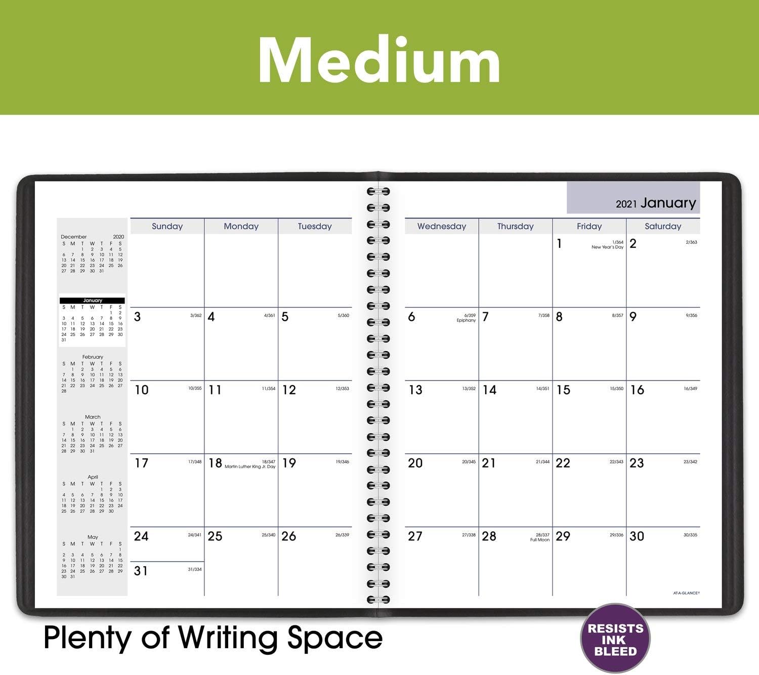 2021 Monthly Planner by AT-A-GLANCE, 7" x 8-3/4", Medium, DayMinder, Black (G4000021) : Office Products
