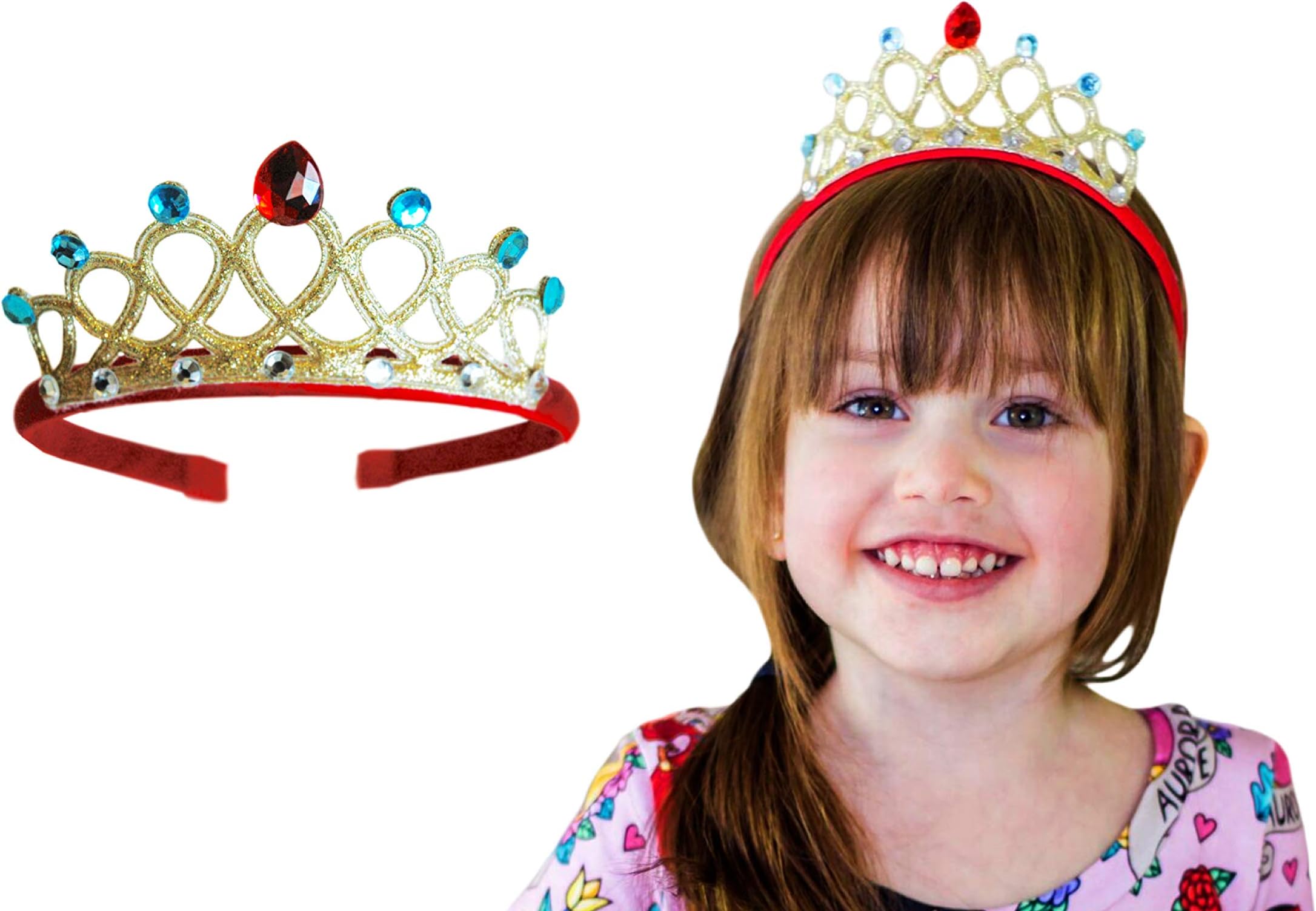 Witty Pretty Princess Crown Headband Birthday Crown Elena Gold Red