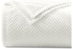 INFIIXSO Throw Blanket for Couch, Super Soft Fleece Blanket with Leaves Pattern Design, Versatile Lightweight Fuzzy Blanket for Bed, Sofa and Travel All Season Use(50x60 Inches, White)