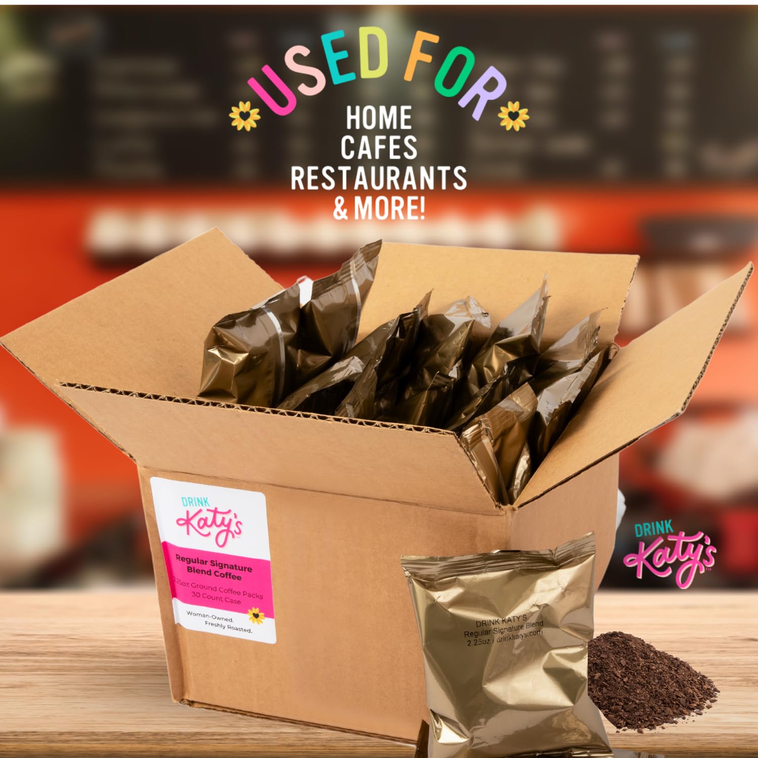 Katy's Craft Coffee Packs | Bulk 12-Cup Packets for Home, Cafés & Offices | Pre-Measured 2.25oz Size | Smooth Medium-Dark Roast | 30-Count Case (360 Cups) | Pairs with Large Coffee Filters | Woman-Owned Brand