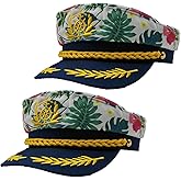 PEWHAUL 2pcs Captain hat, Sailor caps, Adjustable Captain Yacht Hat for women men Navy Marine Admiral costumes accessory