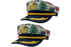 PEWHAUL 2pcs Captain hat, Sailor caps, Adjustable Captain Yacht Hat for women men Navy Marine Admiral costumes accessory
