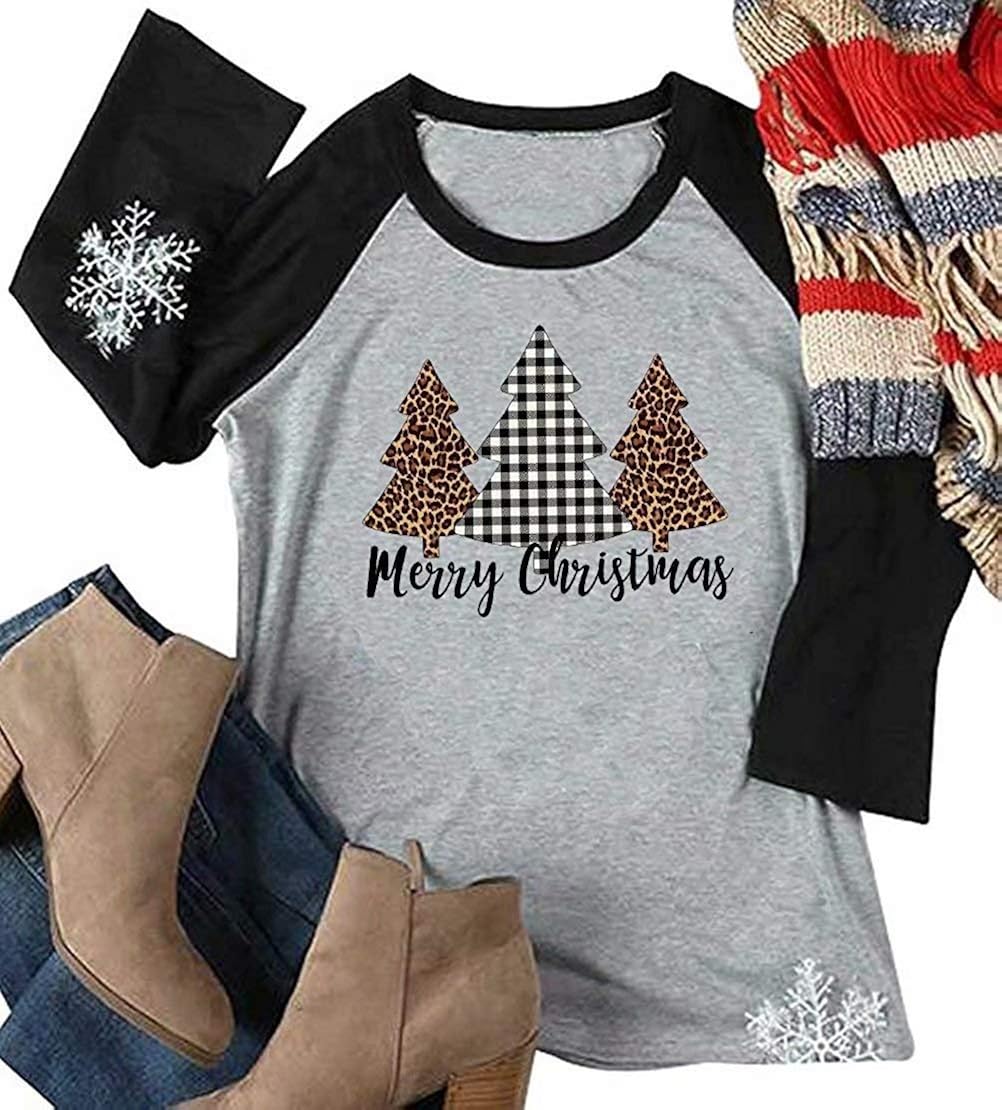 Merry Christmas Leopard Plaid Tree Tee Shirts