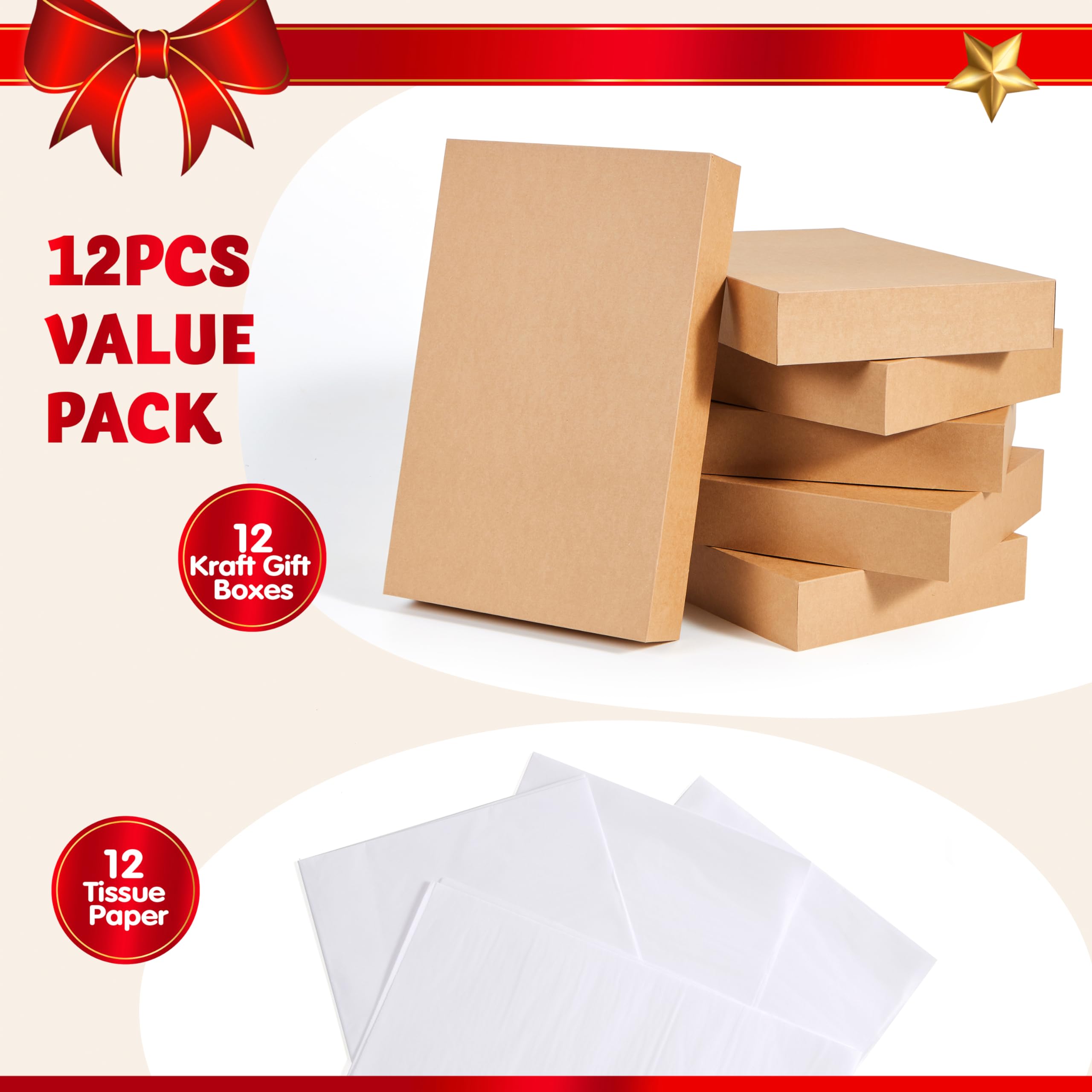 JOYIN 12 PCS Kraft Large Gift Boxes 17