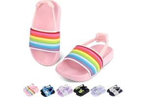 Toddler Boys Girls Slides Sandals with Elastic Strap Non-Slip Flip Flop Lightweight Little Kids Shower Slippers Beach Pool Sh