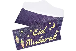 PEUTIER 18pcs Eid Mubarak Envelopes for Money, 7 x 3.1 Inch Eid Al-Adha Gift Cards Ramadan Kareem Money Holder Pocket Cash Packet Ramadan Greeting Cards Envelope for Muslim Party Celebrations Decorations