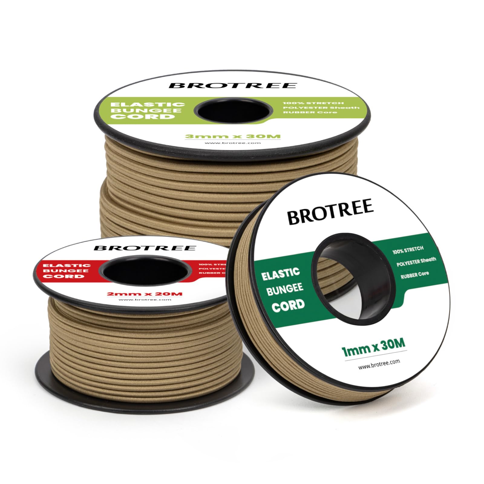 Brotree Elastic Cord Bungee Cord 3mm x 10m Elastic String Rope for DIY, Crafts, Sewing, Beading, Jewellery, Necklace, Bracelet, Tent Poles and Backpack - Khaki
