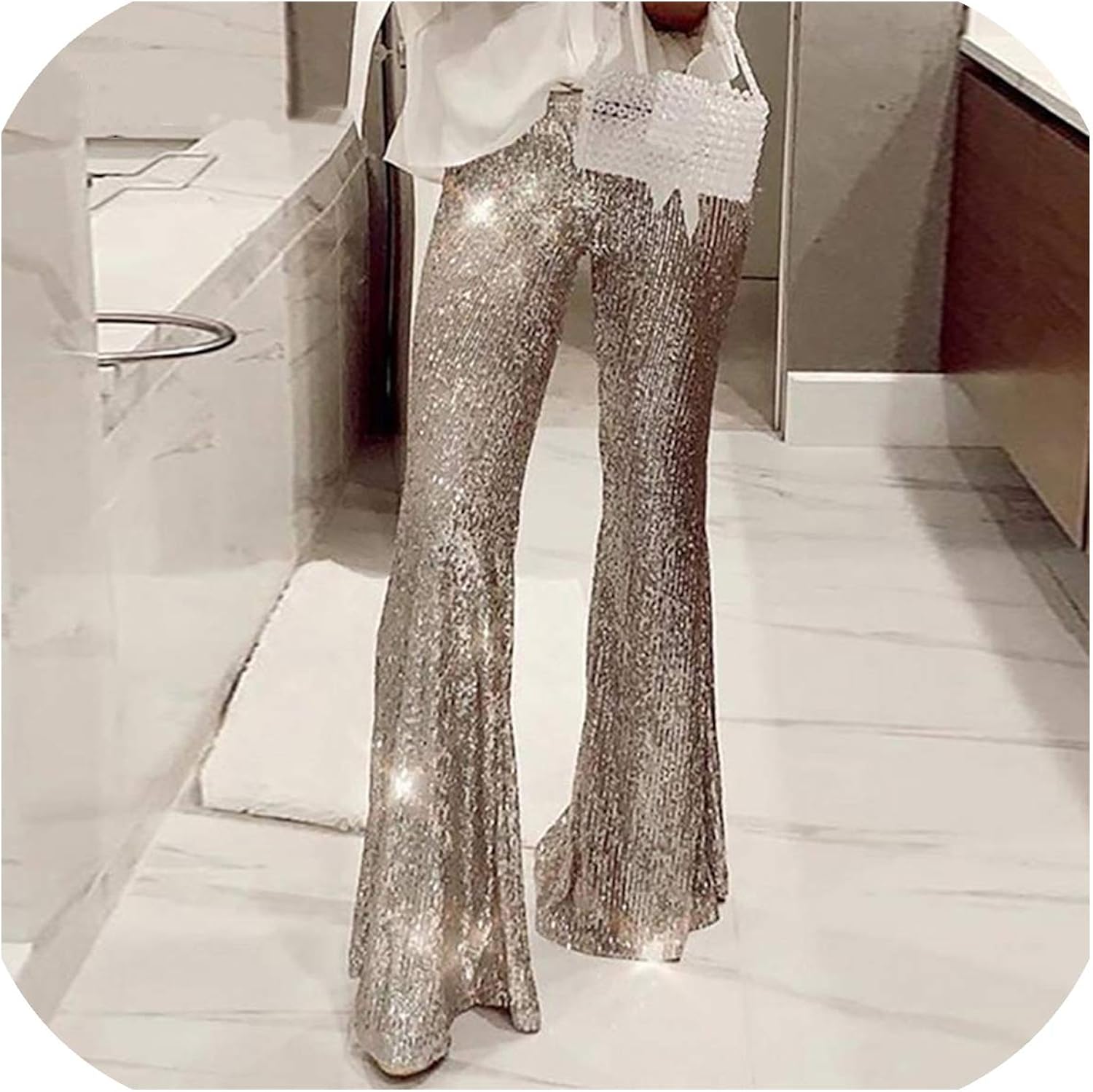 flared pants glitter