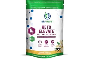 BioTrust Keto Elevate – C8 MCT Oil Powder – Ketogenic MCT Coffee Creamer, Keto Coffee Creamer – Clean Energy, Mental Focus, Clarity –100% Caprylic Acid MCT Powder, Non-GMO(French Vanilla, 20 Servings)