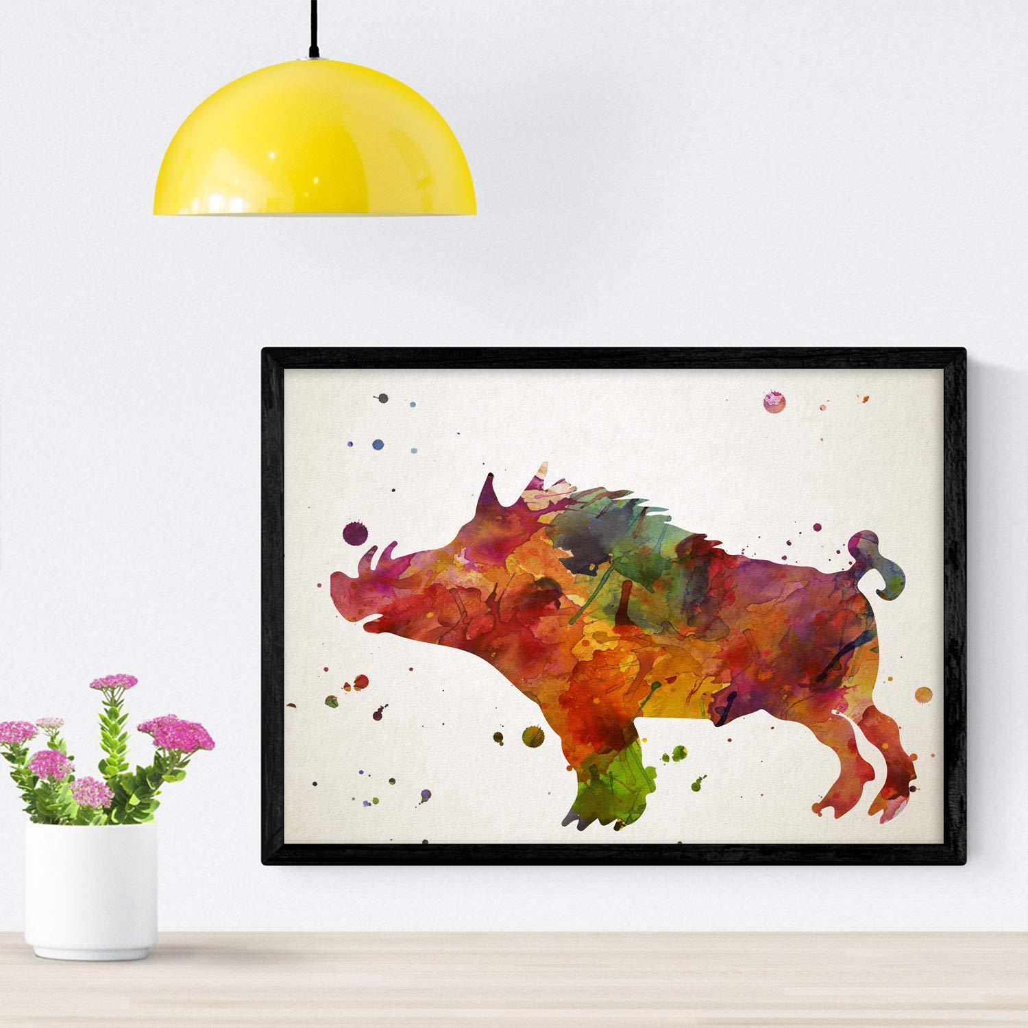 Nacnic Boar Poster Watercolor style. Animals sheets watercolor style interior decoration. A4 size